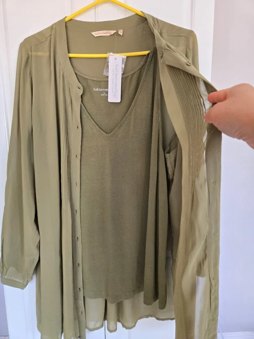 Soft Surroundings Makara Tunic and Tank Top Set in Green Women's Plus size 1X